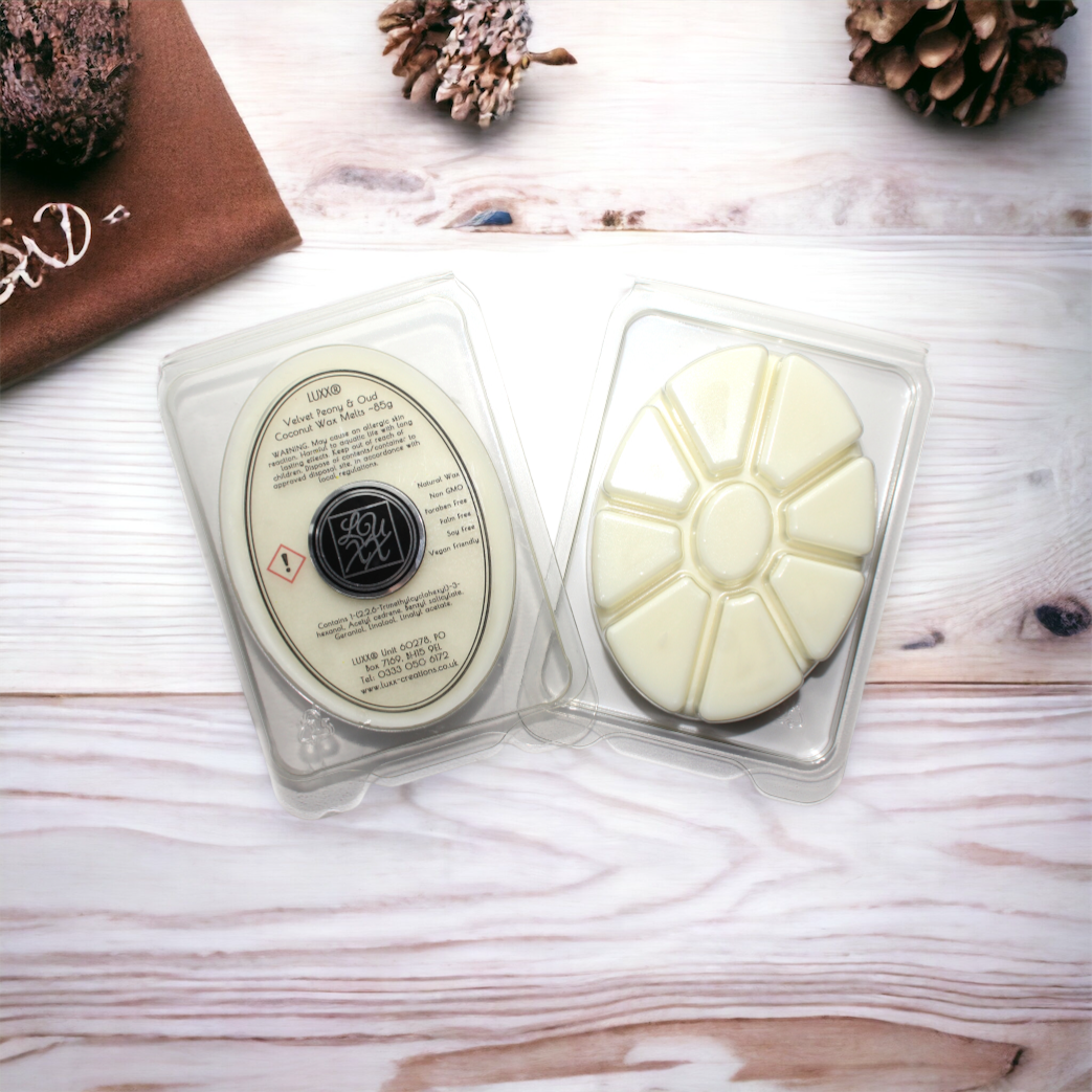 Velvet Peony & Oud Luxury Wax Melts 85g | 70+ hours of fragrance